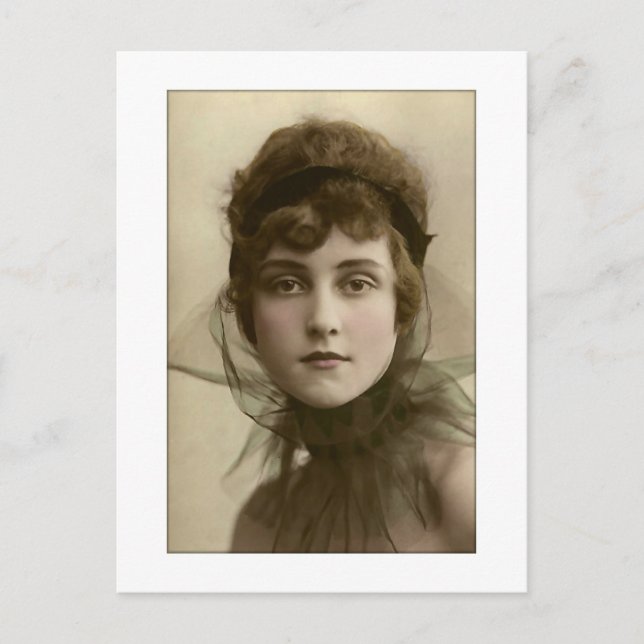 segrare dam, högkollär vykort (Framsida)