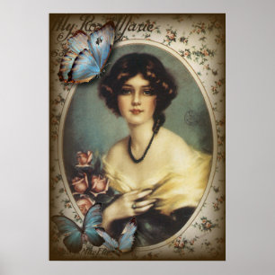 segrare i den parisiska blommigten mode poster