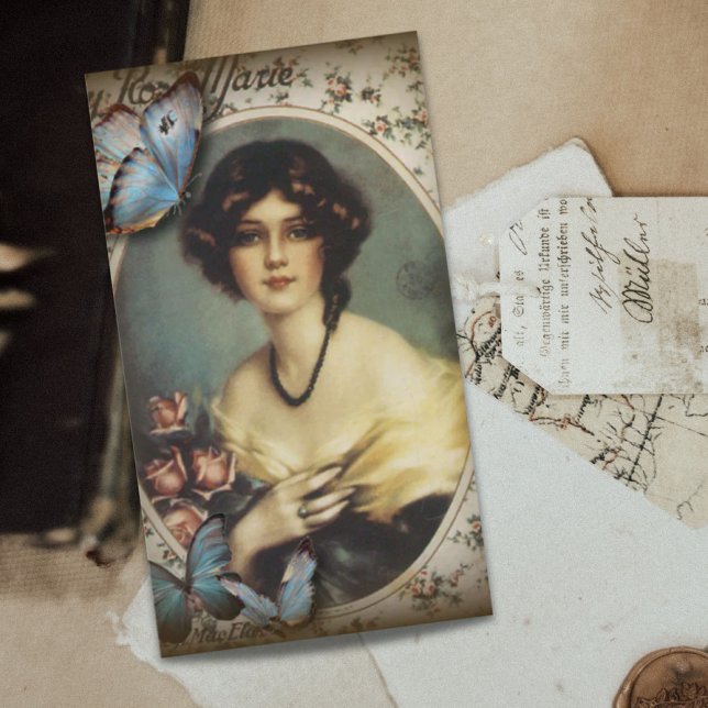 segrare i den parisiska blommigten mode visitkort (retro parisian fashion floral victorian business card)