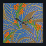 Seguys Art Deco #9 på Emporio Moffa Fyrkantig Klocka<br><div class="desc">Vintage Art Deco pochoir design av Eugene Alain Seguy.</div>