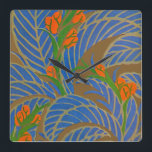 Seguys Art Deco #9 på Emporio Moffa Fyrkantig Klocka<br><div class="desc">Vintage Art Deco pochoir design av Eugene Alain Seguy.</div>
