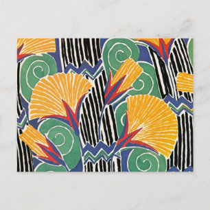 Seguys Art Deco Golden Flowers Vykort