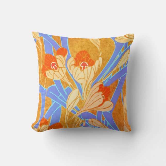 Seguys Art Deco Orange Flowers - Pillow Kudde (Framsida)