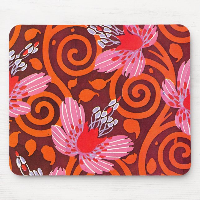 Seguys Art Deco Rosa Flowers - Mousepad Musmatta (Framsidan)