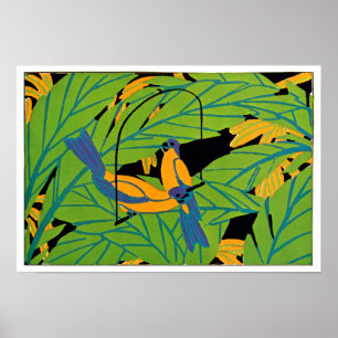 Seguys Art Deco Tropical Birds Poster