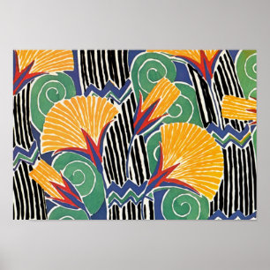 Seguys guld- blommor för art déco poster