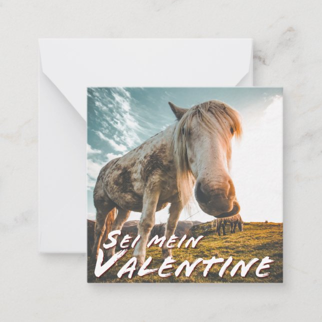 Sei mein Valentin mit schauenden Pferd Anteckningskort (Framsida)