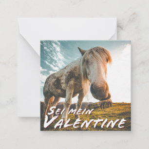 Sei mein Valentin mit schauenden Pferd Anteckningskort