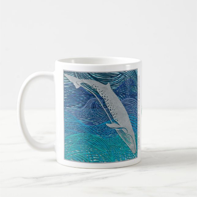 Sei Whale papercut-målning - Falklandsöarna Kaffemugg (Vänster)