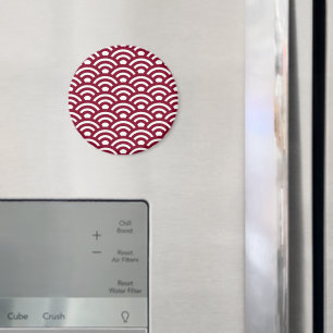 Seigaiha, Vågor, Japanska, Burgunderröd och Vit Magnet