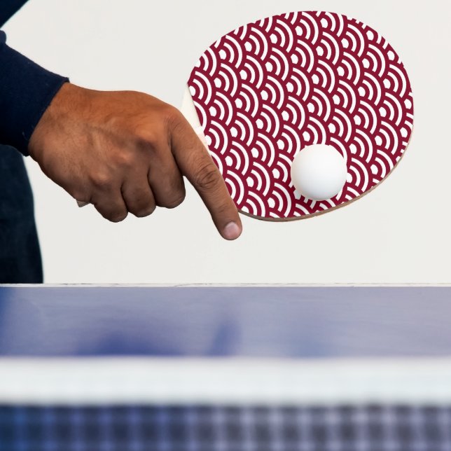 Seigaiha, Vågor, Japanska, Burgundy och Vit Pingisracket (Insitu)