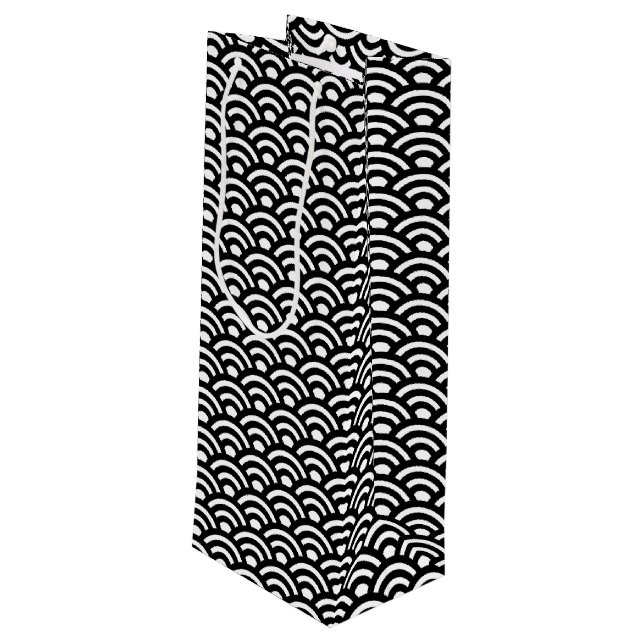 Seigaiha, Vågor, Japanska, Svart och Vitt (Baksidan Vinklad)