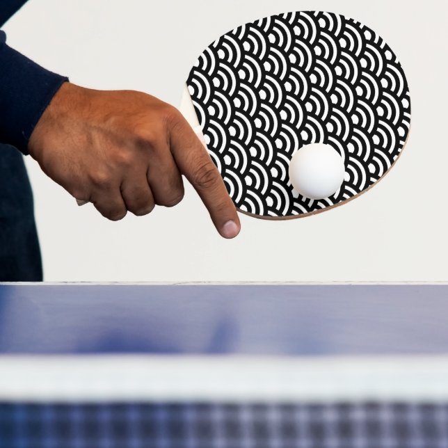 Seigaiha, Vågor, Japanska, Svart och Vitt Pingisracket (Insitu)