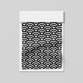 Seigaiha, Waves, Japanese, Black and White Tyg