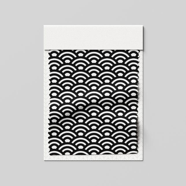 Seigaiha, Waves, Japanese, Black and White Tyg (Skapare uppladdad)