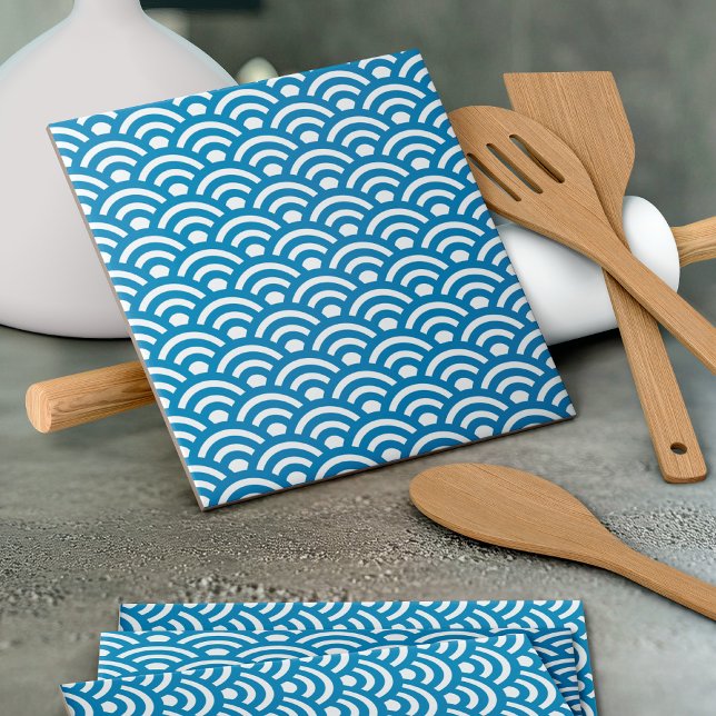 Seigaiha, Waves, Japanese, Blue and White Kakelplatta (Skapare uppladdad)