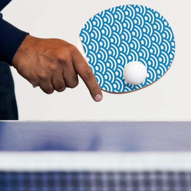 Seigaiha, Waves, Japanese, Blue and White Pingisracket (Insitu)
