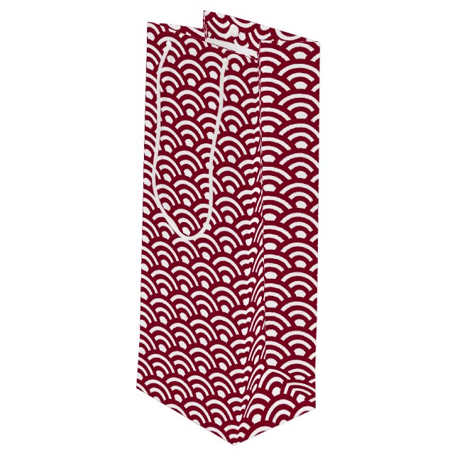 Seigaiha, Waves, Japanese, Burgundy and White (Baksidan Vinklad)