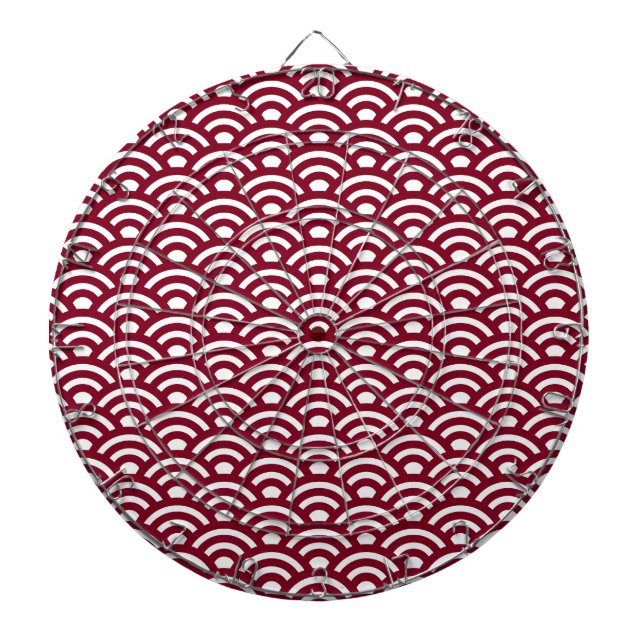 Seigaiha, Waves, Japanese, Burgundy and White Darttavla (Framsidan)