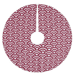 Seigaiha, Waves, Japanese, Burgundy and White Julgransmatta Borstad Polyester