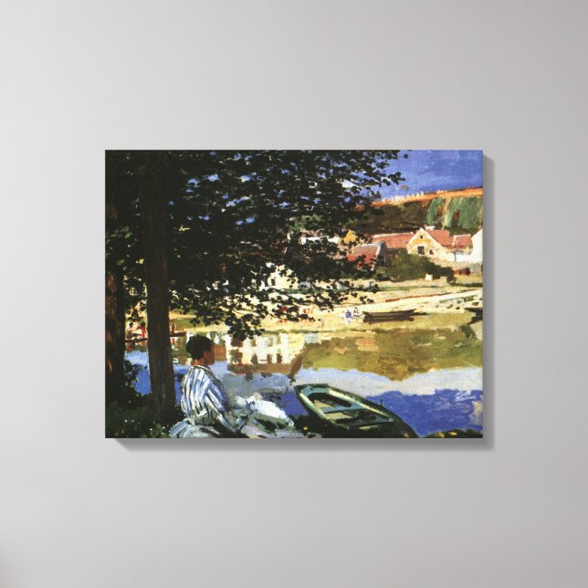 Seine Bank, Bennecourt av Claude Monet Canvastryck (Framsida)