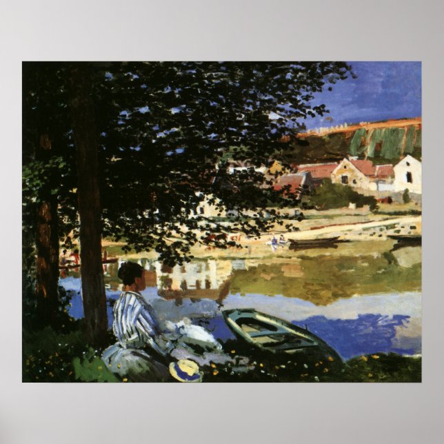 Seine Bank, Bennecourt av Claude Monet Poster (Framsidan)