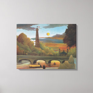 Seine & Eiffel Torn i Sunset (Paris, Frankrike) Canvastryck