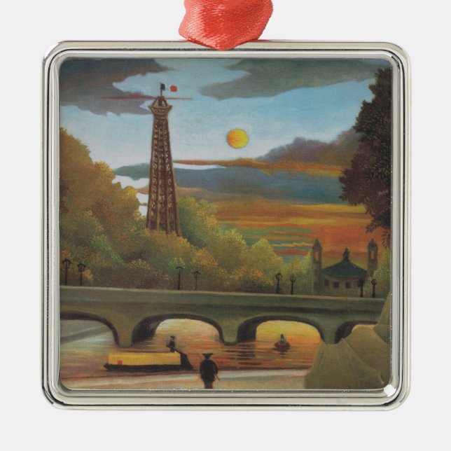 Seine & Eiffel Torn i Sunset (Paris, Frankrike) Julgransprydnad Metall (Framsidan)