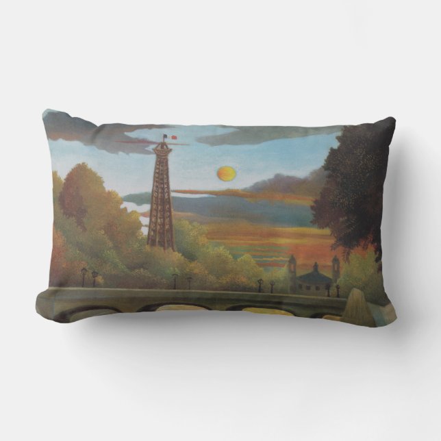 Seine & Eiffel Torn i Sunset (Paris, Frankrike) Lumbarkudde (Framsida)