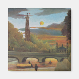 Seine & Eiffel Torn i Sunset (Paris, Frankrike) Magnet