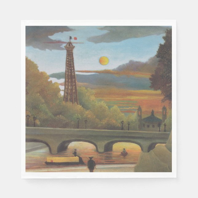 Seine & Eiffel Torn i Sunset (Paris, Frankrike) Pappersservett (Framsidan)