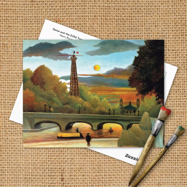 Seine Eiffel Torn Sunset Henri Rousseau Vykort (Skapare uppladdad)