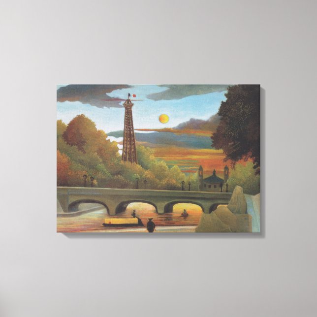 Seine och Eiffel Torn vid Sunset av Henri Rousseau Canvastryck (Framsida)