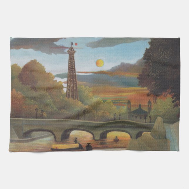 Seine och Eiffel Torn vid Sunset av Henri Rousseau Kökshandduk (Horisontell)