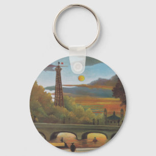 Seine och Eiffel Torn vid Sunset av Henri Rousseau Nyckelring