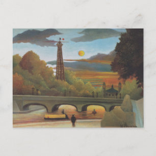 Seine och Eiffel Torn vid Sunset av Henri Rousseau Vykort