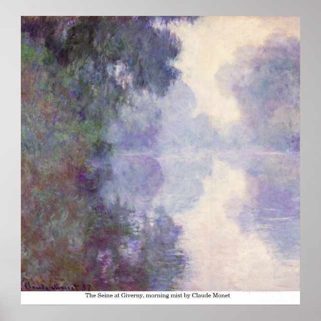 Seine på Giverny, morgondimma från Claude Monet Poster (Framsidan)