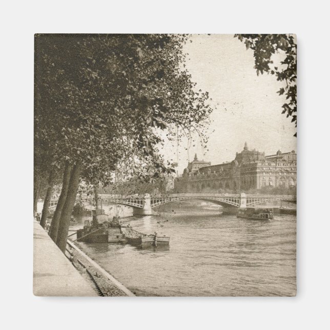 Seine, Paris, Frankrike Vintage Magnet (Framsidan)