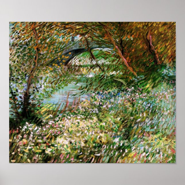 Seine, Pont de Clichy i Vår, Van Gogh Fine Art Poster (Framsidan)