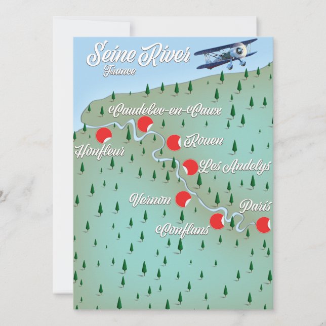 Seine River Frankrike vintage karta (Framsida)