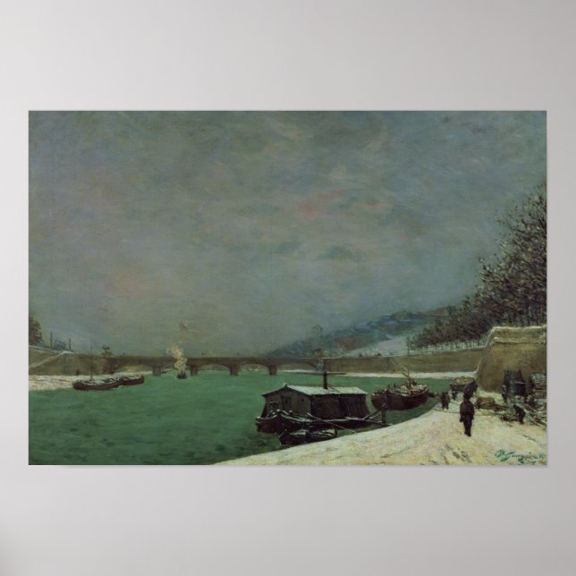 Seine vid Pont d'Iena, Winter, 1875 Poster (Framsidan)