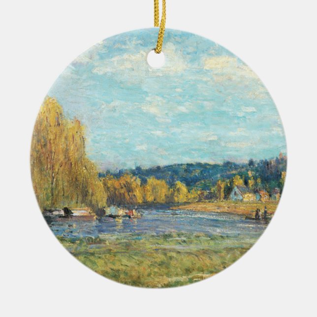 Seine vid Saint-Cloud Alfred Sisley Julgransprydnad Keramik (Framsidan)