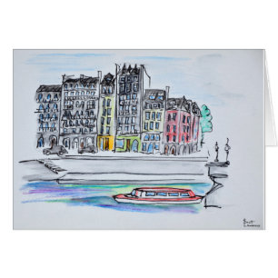 Seinefloden Ile Saint-Louis, Paris Hälsningskort