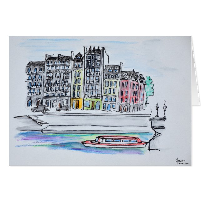 Seinefloden | Ile Saint-Louis, Paris Hälsningskort (Framsidan Horizontal)