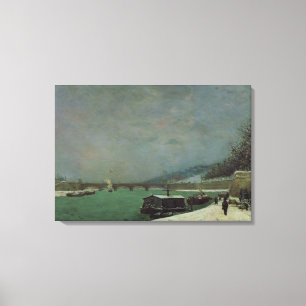 Seinen på den Pont d'Ienaen, vinter, 1875 Canvastryck
