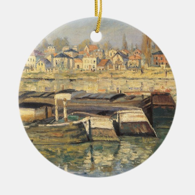 Seinen vid Asnieres av Claude Monet Julgransprydnad Keramik (Framsidan)