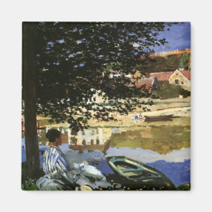 Seines strand, Bennecourt av Claude Monet Magnet