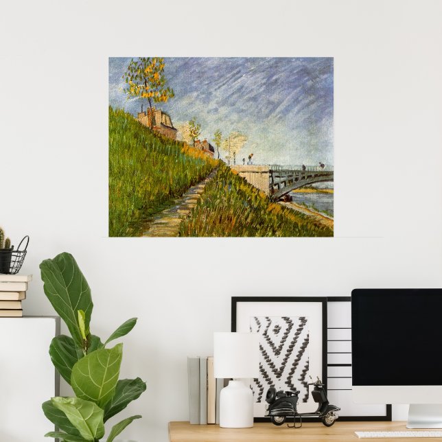 Seines stränder, Pont de Clichy av Vincent van Gog Poster (Hemmakontoret)