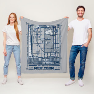 Seinfeld Hett Spots of New York Karta Fleecefilt