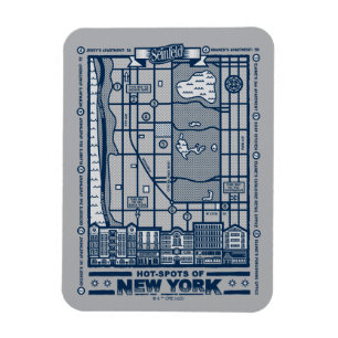 Seinfeld Hett Spots of New York Karta Magnet